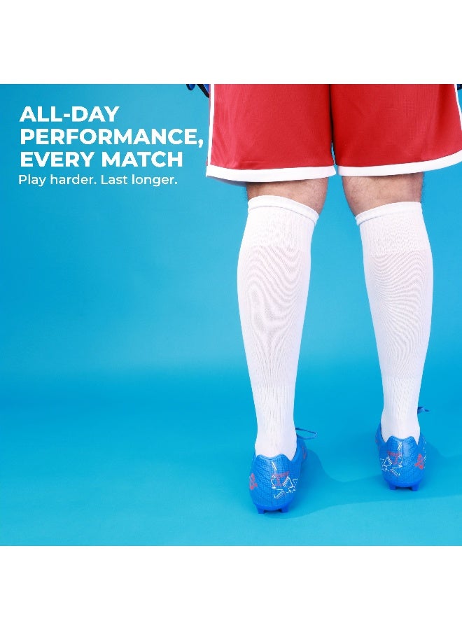 نيفيا جوارب كرة قدم من Plain Encounter، جوارب من خيوط دقيقة، للرجال والنساء، بطول الركبة، جوارب كرة قدم (أبيض/أسود، مقاس متوسط) - Image 4