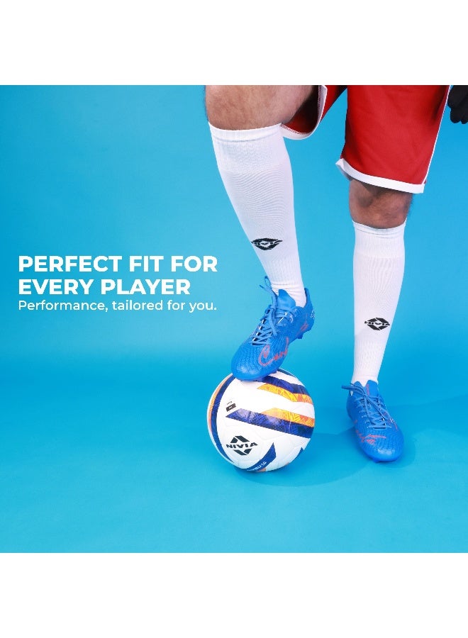 نيفيا جوارب كرة قدم من Plain Encounter، جوارب من خيوط دقيقة، للرجال والنساء، بطول الركبة، جوارب كرة قدم (أبيض/أسود، مقاس متوسط) - Image 3