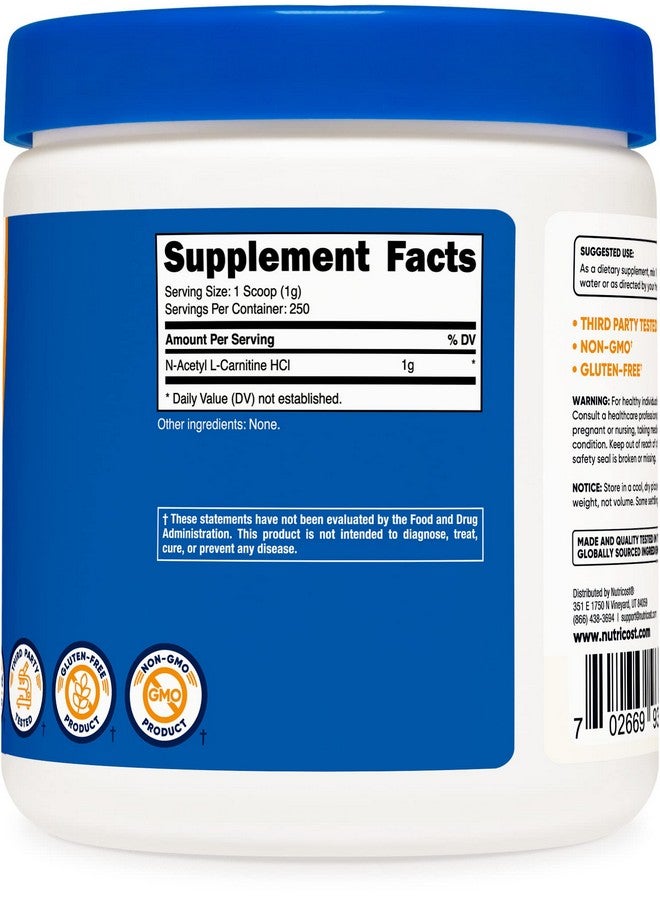 Nutricost أسيتيل إل كارنيتين (ألكار) 250 جرام مسحوق 1 جرام لكل وجبة 250 وجبة - Image 5
