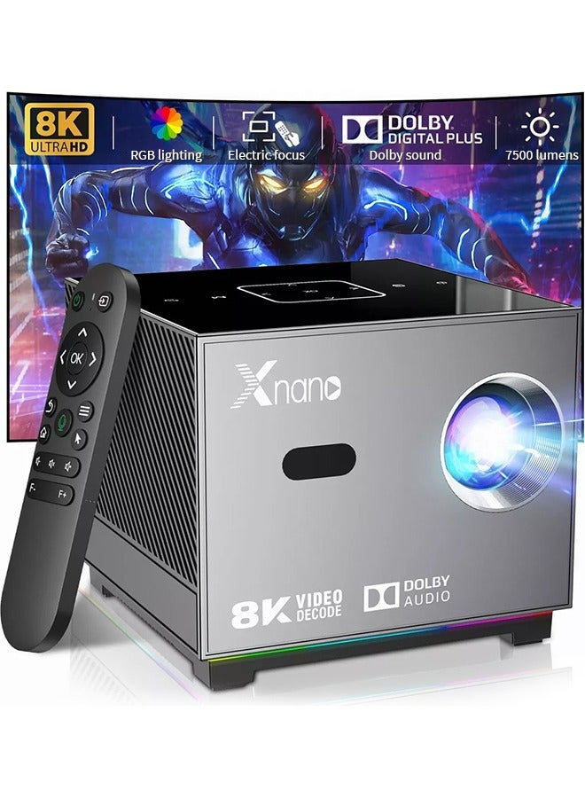 Xnano Mini Portable Projector Android 9.0 15500 Lumens 2GB Ram + 16GB Rom Professional Smart Projector Support 4K 8K HD Bluetooth with Dolby Sound Rj45 - Image 1
