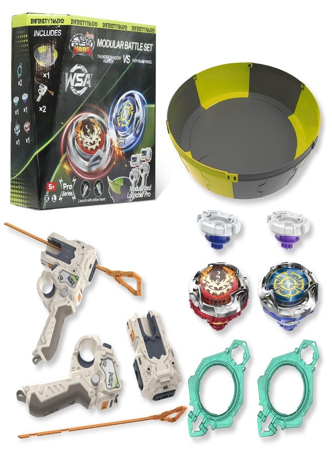 INFINITY NADO S7 Battle Arena Set with 2 Modular Launchers, Metal Defense/Endurance Type Battle Top Toy, Right/Left-Spinning Top Game Toys for Boys Girls 5+ - Image 1