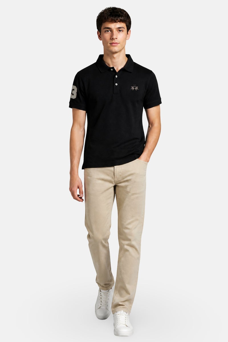 La Martina Men Regular Fit Embroidered Logo Short Sleeve Polo Shirt, Black - Image 2