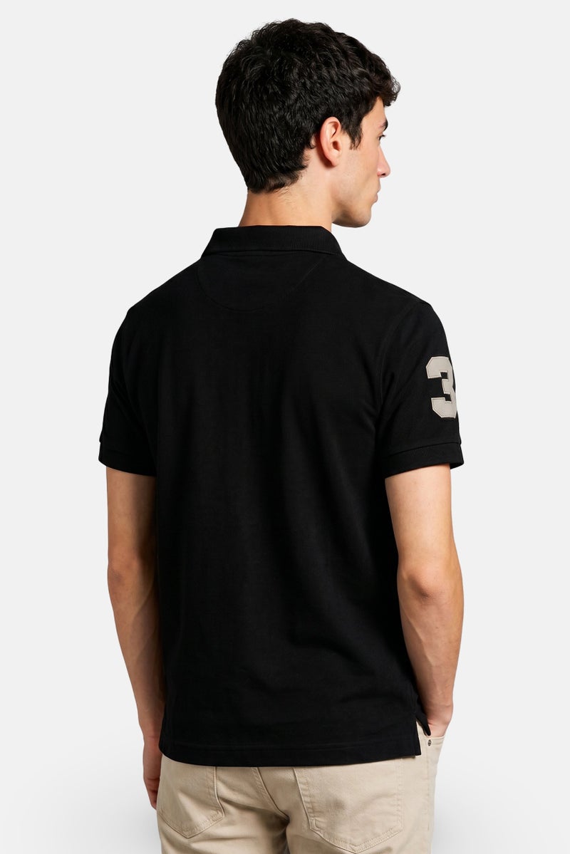 La Martina Men Regular Fit Embroidered Logo Short Sleeve Polo Shirt, Black - Image 3