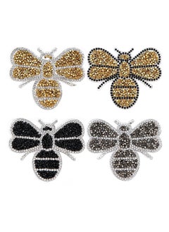 Excefore Bee Iron/Sew on Patch, 4 Pcs Crystals Bee Patches Sewing Iron on Badge Bag Clothing Fabric Patches Applique Bee Sewing Patches for Clothes Jeans Jackets DIY Crafts  - Image 1