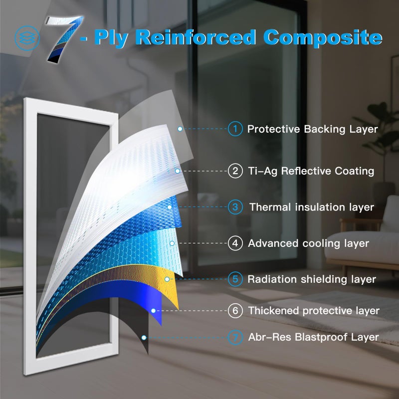 Flueen One Way Privacy Window Filmï¼ŒFlueen Shatterproof PET Window Tint for Heat Control & 99% UV Protection Blackout Window Treatment for Home, Office Doors with Eco-Adhesive Nocturnal Black 17.5" x6.5FT - Image 4