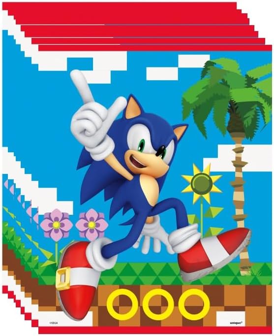 Unique حزمة مستلزمات حفلة عيد ميلاد سونيك الفريدة تشمل 16 حقيبة loot بلاستيكية 24 وشم 1 ورقة ملصقات ديناصور - Image 3