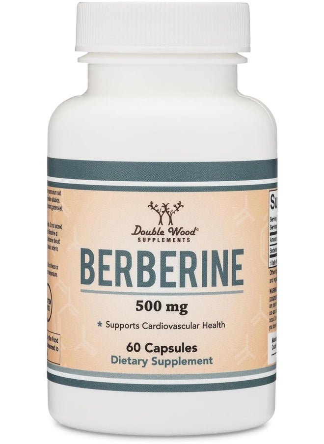 Double Wood Supplements - Berberine Supplement 500mg, 60 Capsules (Third Party Tested, Non-GMO, Gluten Free, Vegan Safe) AMPK Activator - Berberine HCL for Cardiovascular Health by Double Wood - Image 1