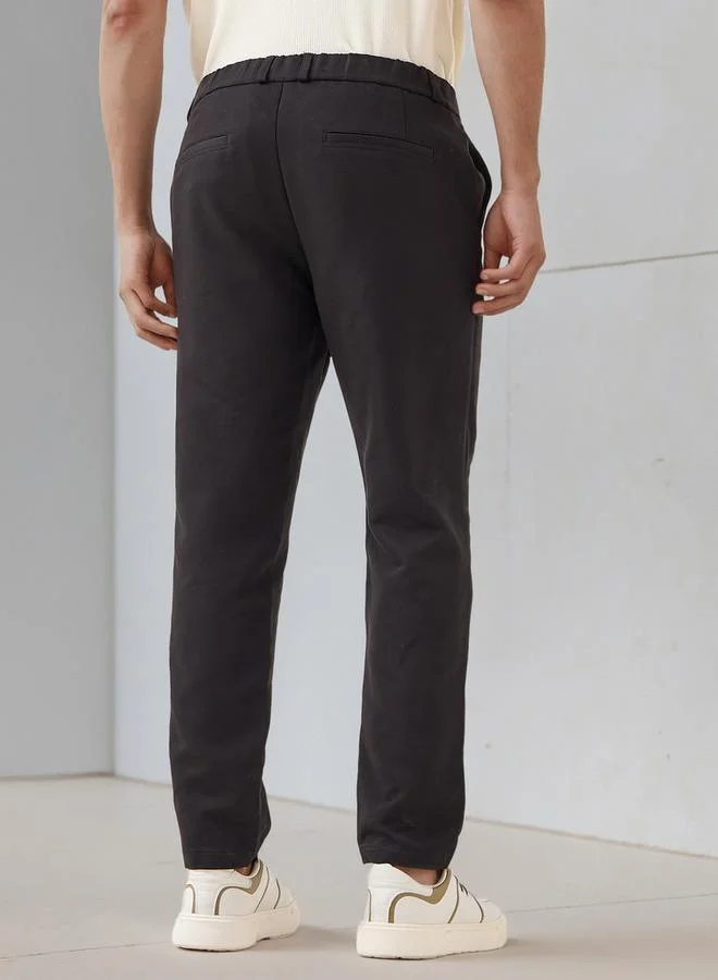 Iconic  Iconic Men Regular Fit Flexi Waist Formal Trousers for Men | Best Price UAE