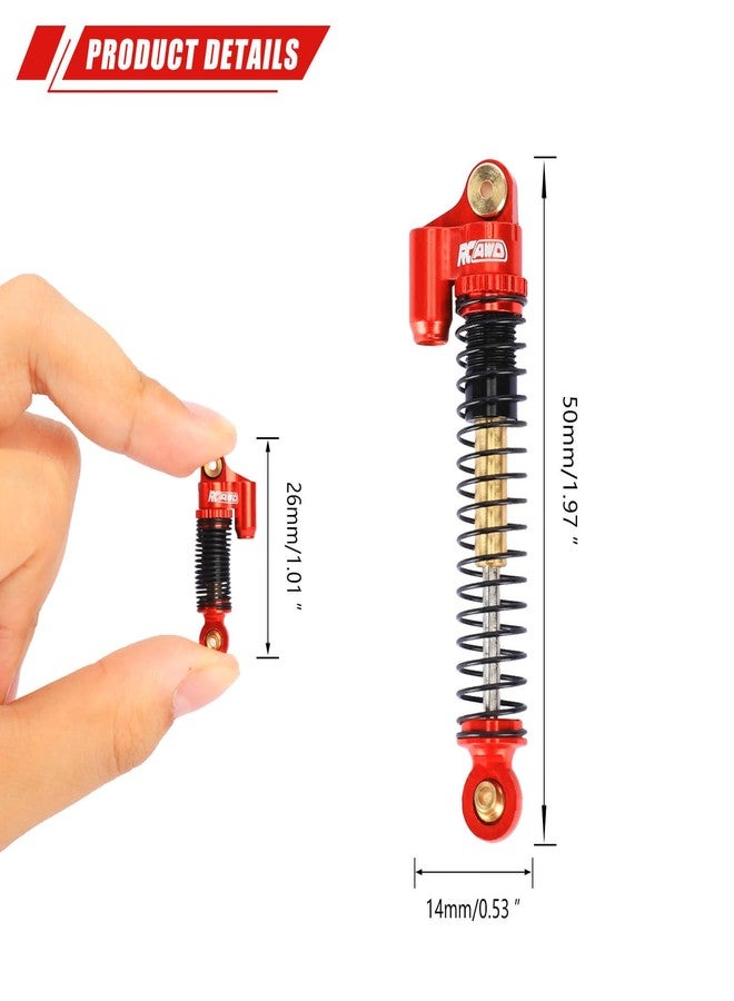 RCAWD SCX24 Double Barrel Shocks 58mm Lengthen for Axial 1/24 SCX24 & AX24 Front Rear Shock Upgrade Parts Red - Image 3