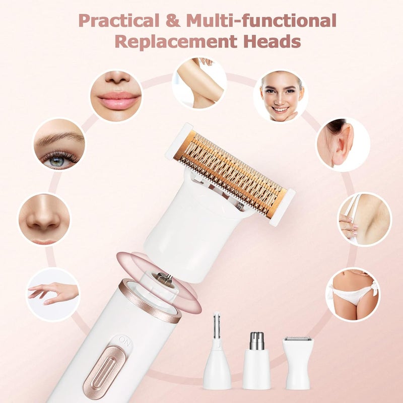gurelax جهاز حلاقة كهربائي للنساء - مزيل شعر غير مؤلم 4 في 1 مع مقصات قابلة للتبديل، مزيل شعر الشفة العليا للنساء، ماكينة حلاقة الحواجب، مزيل شعر الإبط، ماكينة حلاقة البيكيني ومزيل الشعر، مصمم لحلاقة وتحديد منطقة الإبط الحساسة للنساء، جهاز حلاقة لاسلكي، غير مؤلم لجميع أنواع البشرة - Image 5