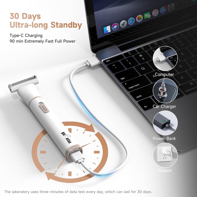 gurelax جهاز حلاقة كهربائي للنساء - مزيل شعر غير مؤلم 4 في 1 مع مقصات قابلة للتبديل، مزيل شعر الشفة العليا للنساء، ماكينة حلاقة الحواجب، مزيل شعر الإبط، ماكينة حلاقة البيكيني ومزيل الشعر، مصمم لحلاقة وتحديد منطقة الإبط الحساسة للنساء، جهاز حلاقة لاسلكي، غير مؤلم لجميع أنواع البشرة - Image 4