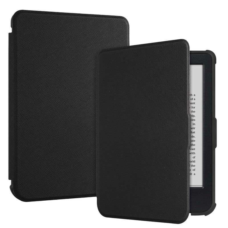 Tiorecime Case for 6" Kobo Clara Colour(2024)/Clara BW(2024)/Clara 2E(2022) - Slim Lightweight PU Leather Protective Smart Shell Cover with Auto Wake Sleep, Black - Image 1