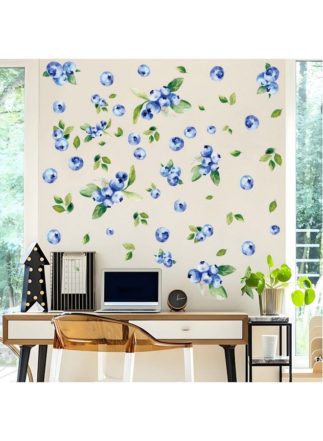 Bamsod Blueberry Wall Decals Removable Boho Wall Stickers Peel Stick Flower Fruit Wall Decals Fresh Fruit Wall Stickers For Baby Nursery Kids Bedroom Living Room Home Kitchen (Blueberry) - Image 1