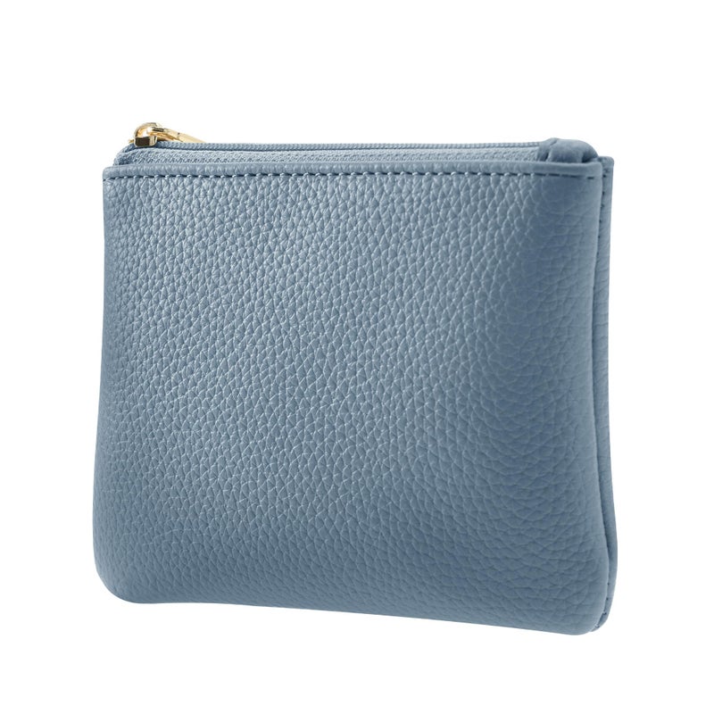 Chelmon PU Leather Coin Purse Pouch Change Holder Small With Zipper for Men Women 2 PCS Set (Black&Blue) - Image 2