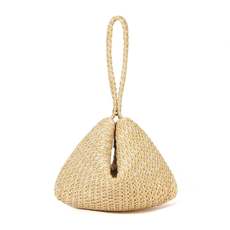 Magnetic Closure Beaded Straw Tote Bag - Image 3