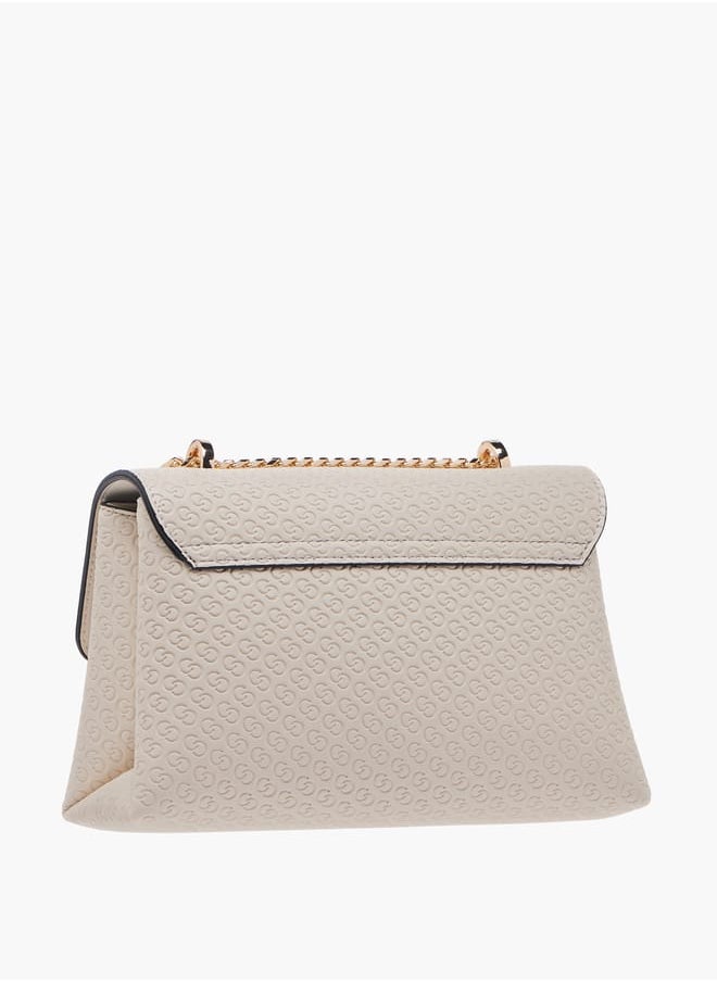 Celeste Women Monogram Embossed Crossbody Bag with Button Closure and Chain Strap  - Image 3