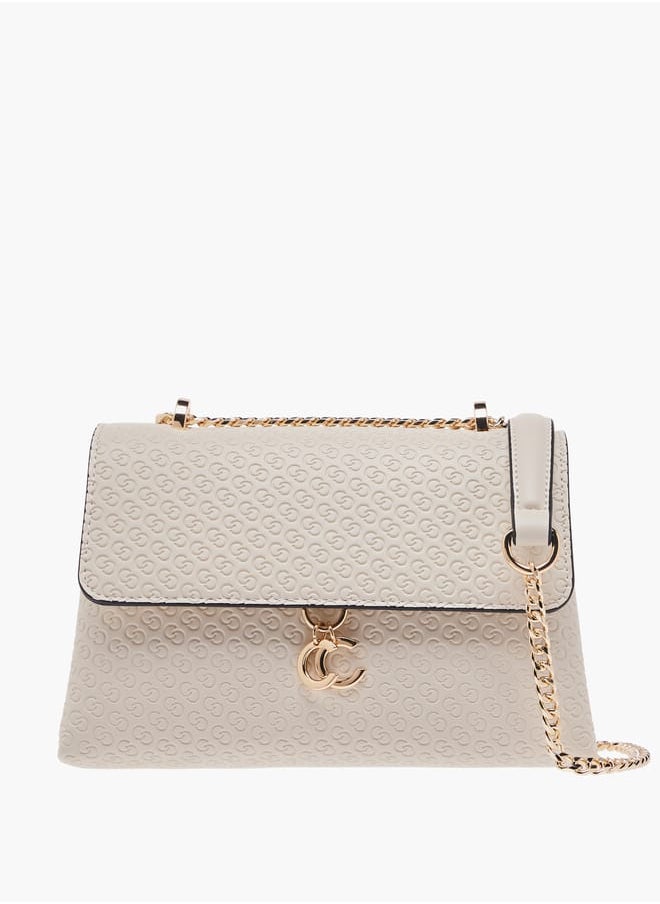 Celeste Women Monogram Embossed Crossbody Bag with Button Closure and Chain Strap  - Image 1