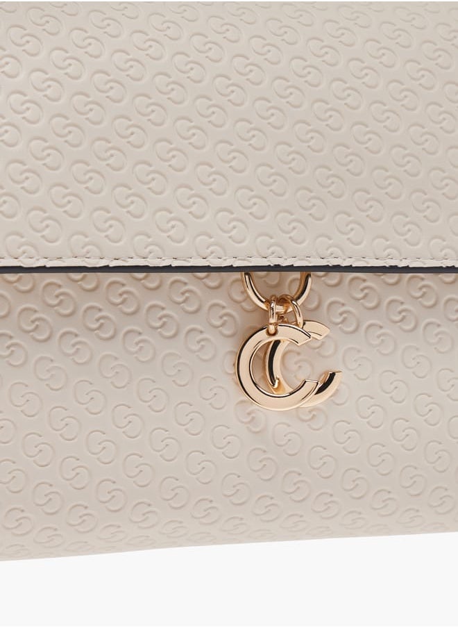 Celeste Women Monogram Embossed Crossbody Bag with Button Closure and Chain Strap  - Image 4
