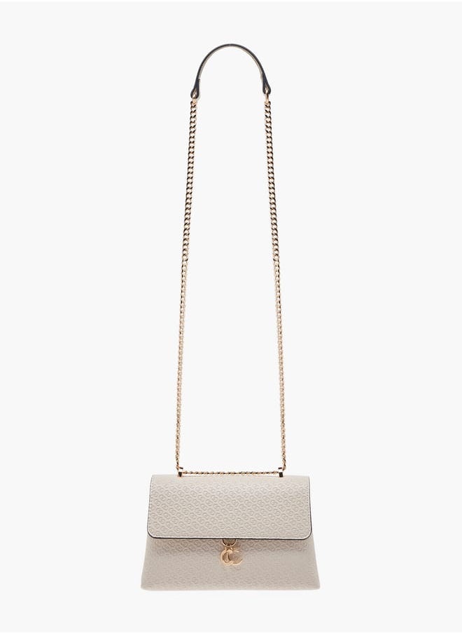 Celeste Women Monogram Embossed Crossbody Bag with Button Closure and Chain Strap  - Image 2