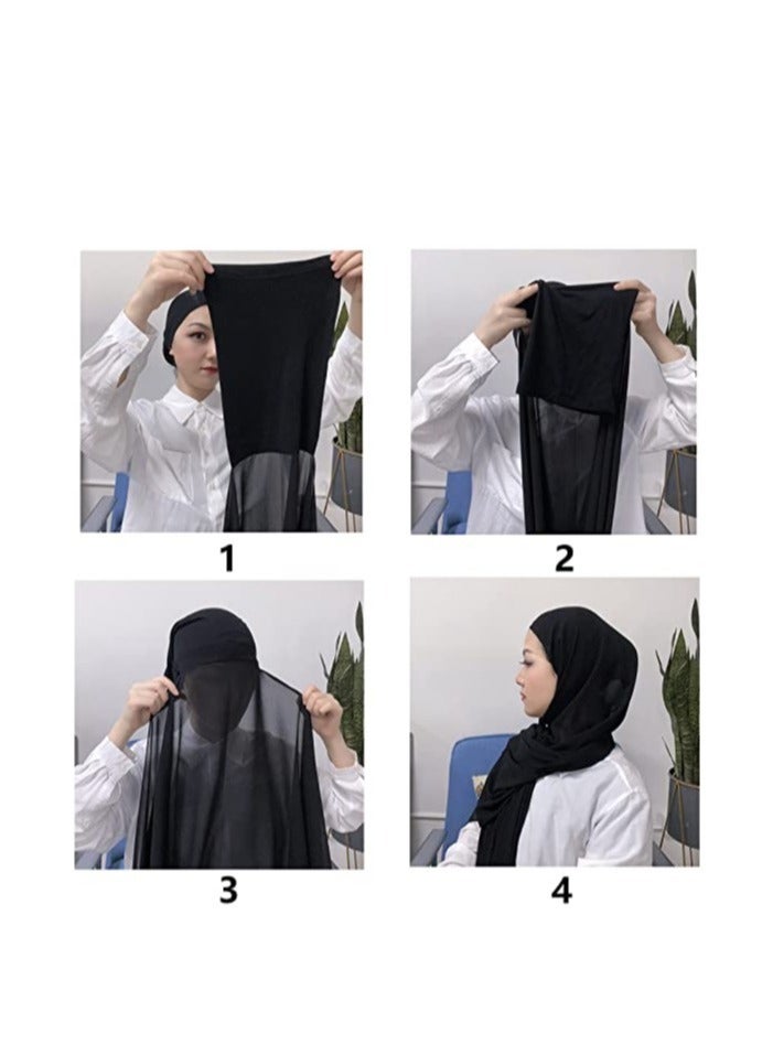 ELTRAZONE Bubble Chiffon Scarf with Underscarf Cap for Women Hijab Muslim Lightweight - Image 3
