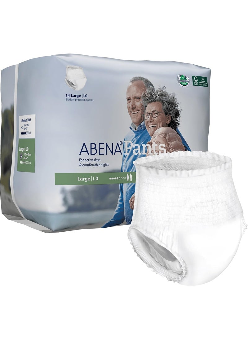 Abena Abena Pants Light Premium Protective Underwear, Level 0, (Medium To Large Sizes) Large, 14 Count 
