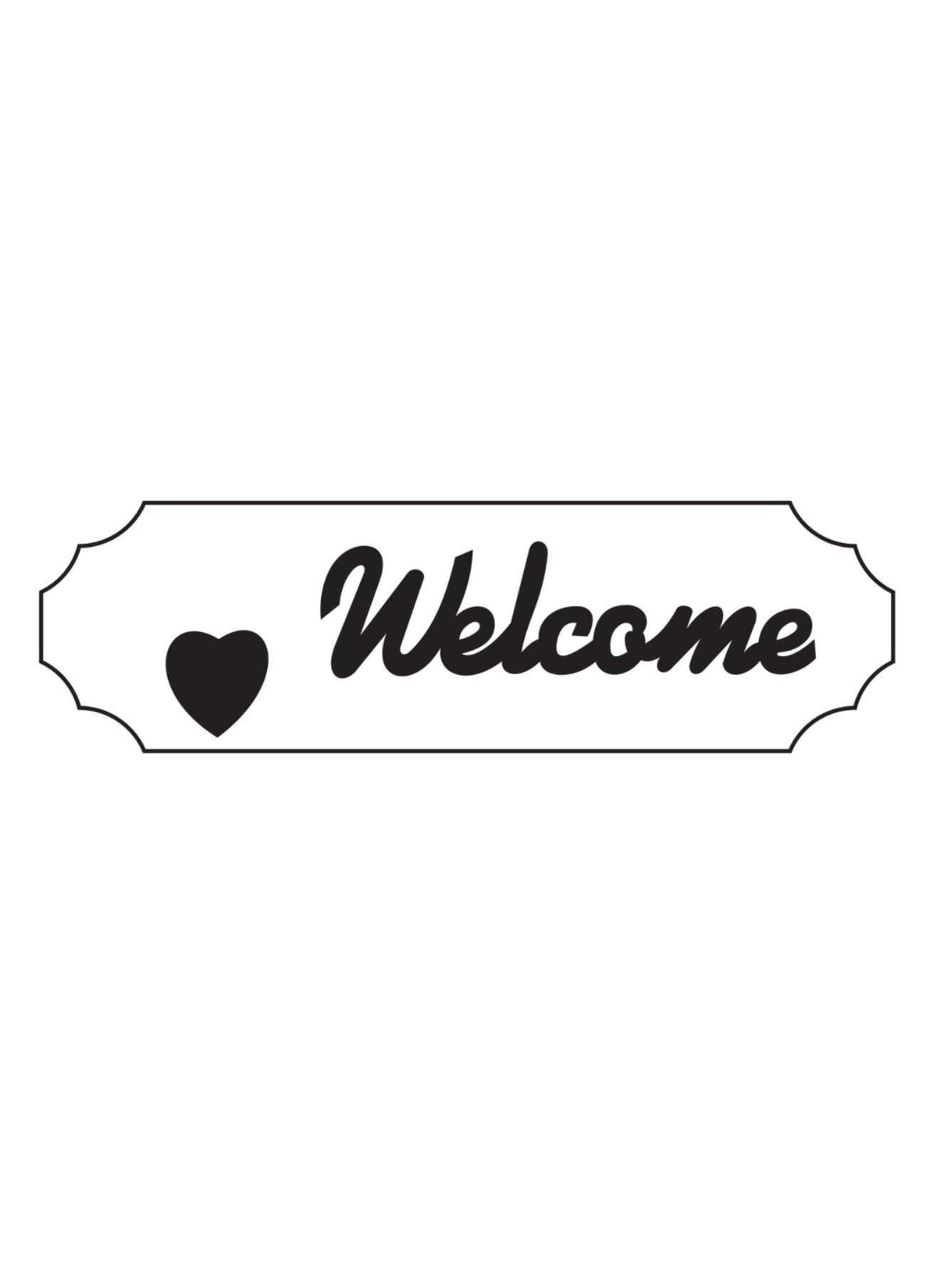 لوحة جدارية خشبية كلمة "Welcome" مع قلب - بخط أسود – أبيض