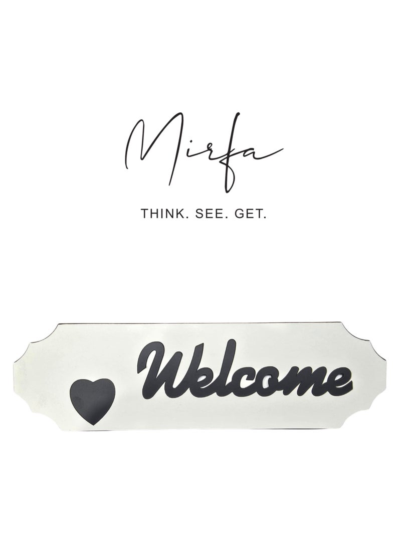 مرفا لوحة حائط خشبية ذات قاعدة لاصقة - أبيض (كلمة "Welcome" مع قلب - بخط أسود)  - Image 5