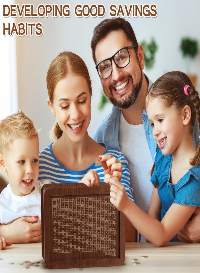 حصالة نقود للكبار والصغار، حصالة نقود للأولاد والبنات، صندوق توفير خشبي مع هدف مالي وأرقام، صندوق توفير خشبي للخزنة، صندوق تحدي التوفير 5000 (5000 دولار) - Image 4