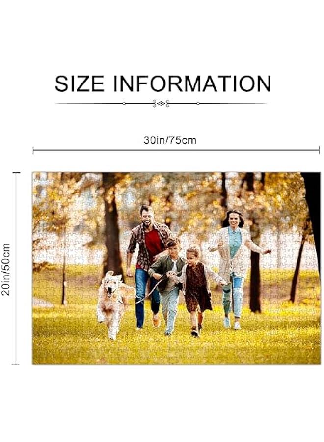 احجية مخصصة من الصور 35/120/200/300/500/1000 قطعة، احجية خشبية مخصصة كهدية للعائلة والزفاف واعياد الميلاد والحيوانات الاليفة (مع صندوق) (1000 افقي) - Image 3