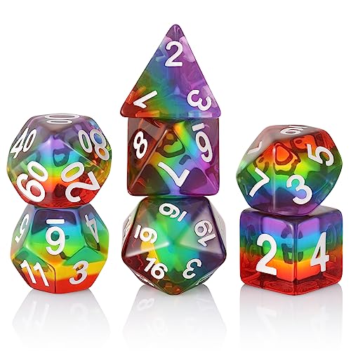 HD Polyhedral DND Dice Set RPG Rainbow Dice for Dungeons and DragonsDD Role Playing GameMTGPathfinderTable GameMath Games Dice Set with Dice Pouch - Image 1