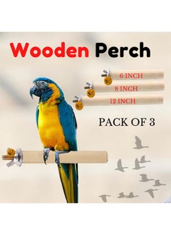 Sage Square Natural Wooden Bird Perch Set - 6, 8 & 12 Inches | Ideal For Exercise, Play, Training, Enhance Cages & Prevent Foot Problems | Suitable For Finches, Parrot, Budgies, Cockatiel| Pack Of 3  - Image 4