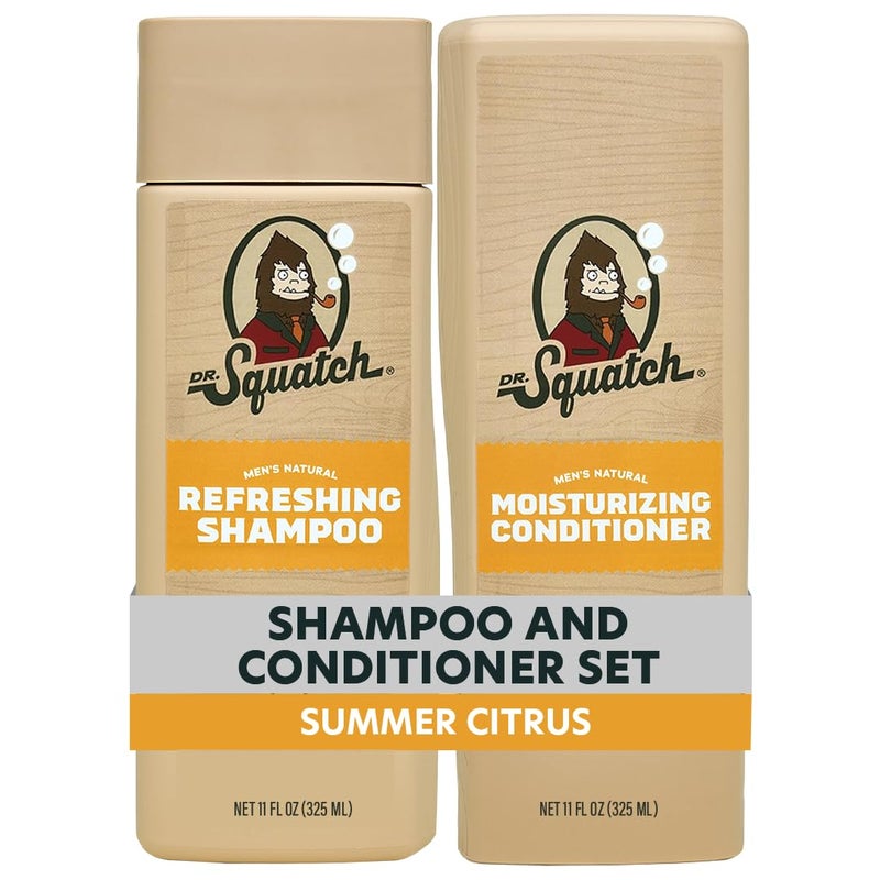 Dr. Squatch Natural Men's Shampoo and Conditioner Set - Healthy, Full Looking Hair - Summer Citrus Natural Shampoo and Conditioner for Men (11 fl oz, 2-Pack) - Image 1