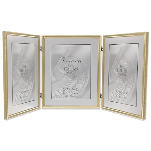 Lawrence Frames 11480T Antique Gold Bead 8x10 Hinged Triple Picture Frame (11480T) - Image 2