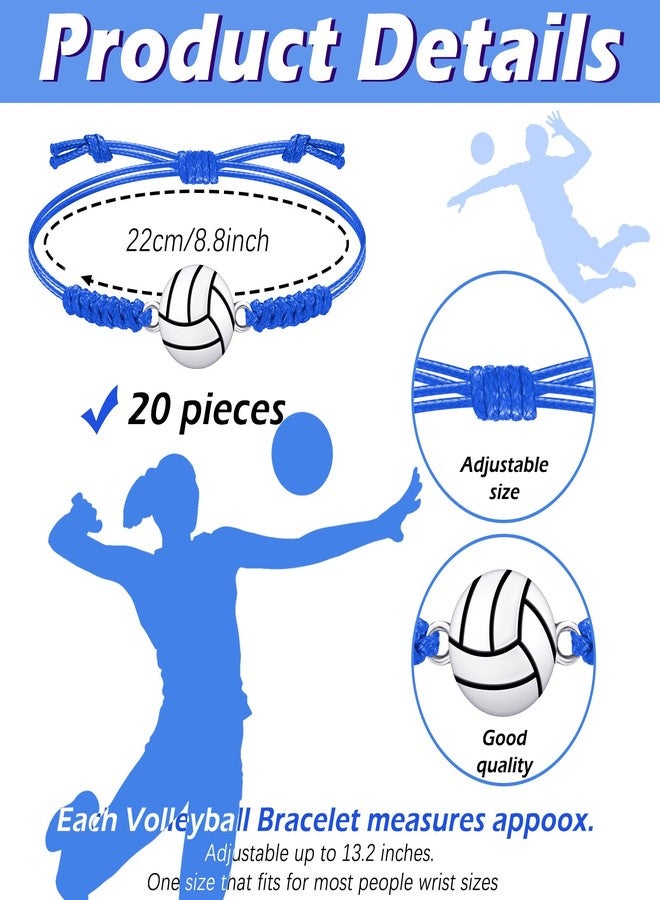 Jadive سلاسل سحر الكرة الطائرة 20 قطعة هدايا فريق الكرة الطائرة قابلة للتعديل لمدربي الرياضة وزينة اللاعبين للنساء والرجال (أزرق) - Image 2