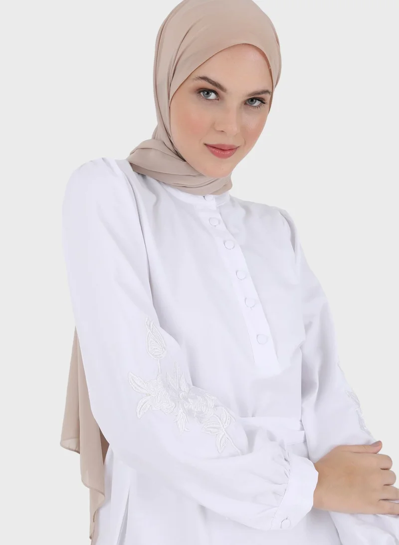 Refka by modanisa Button Detail Belted Tunic