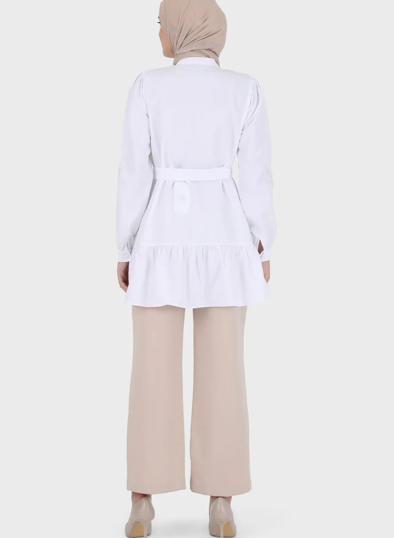 Refka by modanisa Button Detail Belted Tunic
