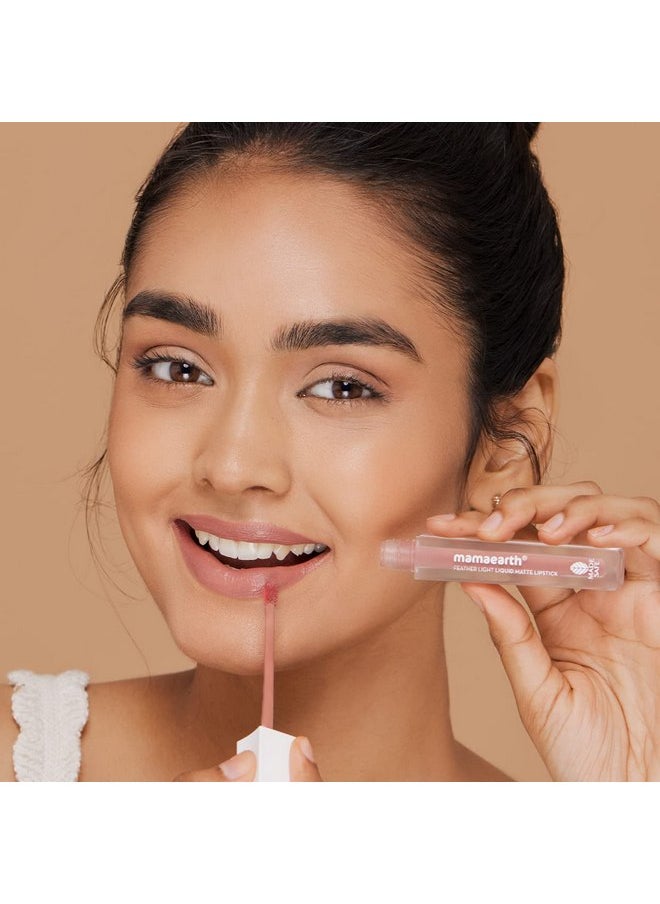 Mamaearth Mamaearth Feather Light Liquid Matte Lipstick with Coconut & Vitamin E for 16-Hour Long Stay (Weightless & Non-Drying) - 05 Nude Brown - 3.5 ml  - Image 2