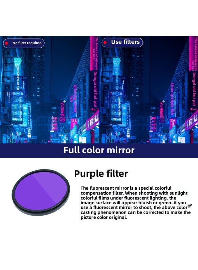 SLR Camera Full Color Filter 52586777 Yellow Orange Red Green Blue Purple Full Color Round Filter Diving Balance Piece-Color:Purple-Dimensions:30.5mm  - Image 1