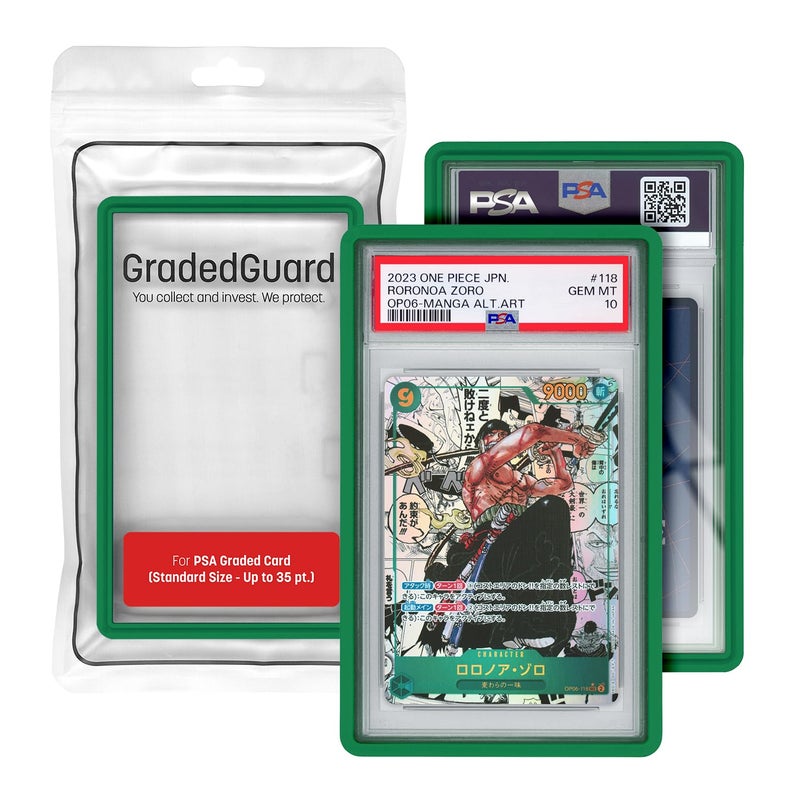 GradedGuard Graded Card Guard Case for Standard PSA Slab Case | Multiple Colors | Soft Touch Matte Finish | Stackable | Made to Fit PSA | Solid TPU and PC Design. (Green) - Image 1