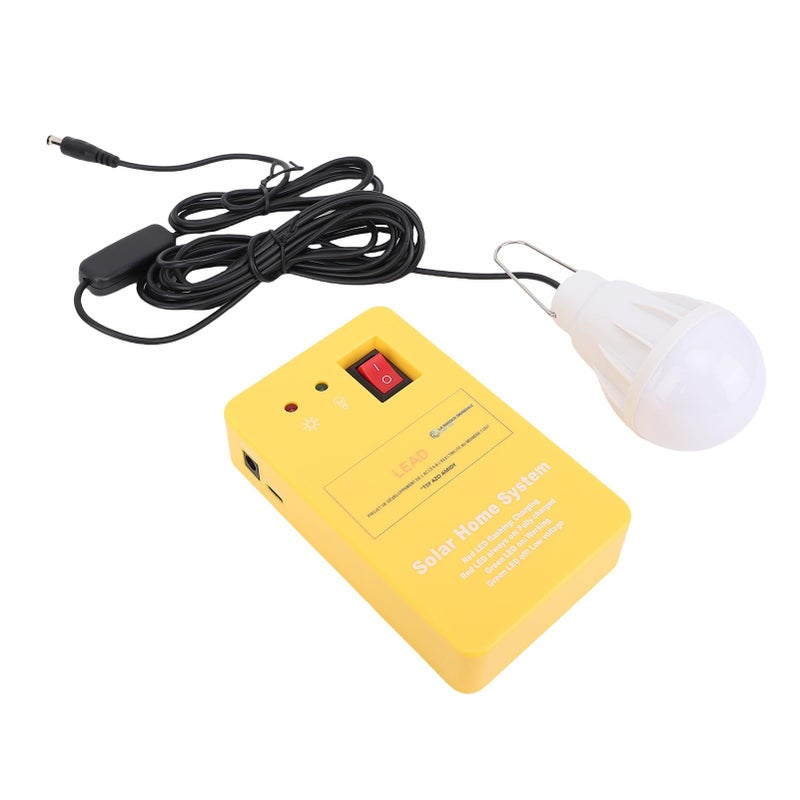 Portable Solar Power Station 6000mAh with 4 USB Ports and 3 LED Bulbs for Camping Outdoor Hiking - Image 3