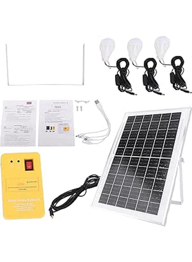 Portable Solar Power Station 6000mAh with 4 USB Ports and 3 LED Bulbs for Camping Outdoor Hiking - Image 1
