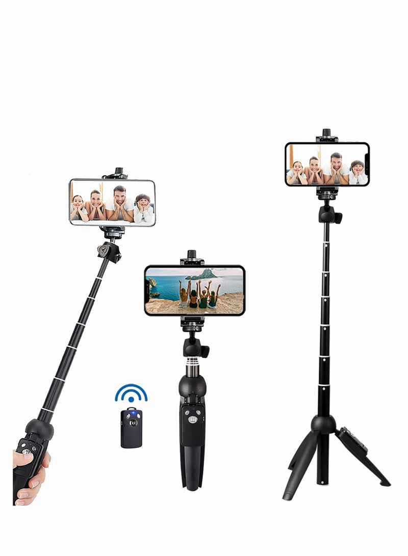 Portable 40 Inch Aluminum Alloy Selfie Stick Phone Tripod with Wireless Remote Shutter for iPhone 13 12 11 pro Xs Max Xr X 8 7 6 Plus, Android Smartphone, for Selfies Video Recording Live Streaming - Image 1