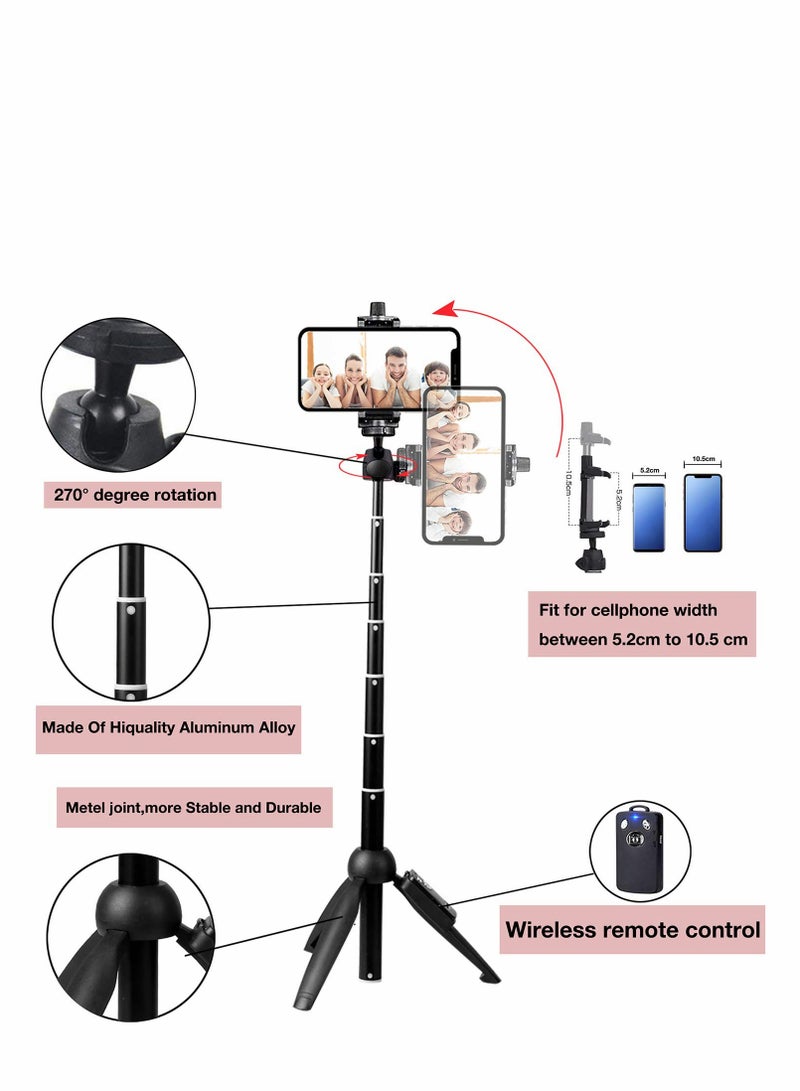 Portable 40 Inch Aluminum Alloy Selfie Stick Phone Tripod with Wireless Remote Shutter for iPhone 13 12 11 pro Xs Max Xr X 8 7 6 Plus, Android Smartphone, for Selfies Video Recording Live Streaming - Image 2