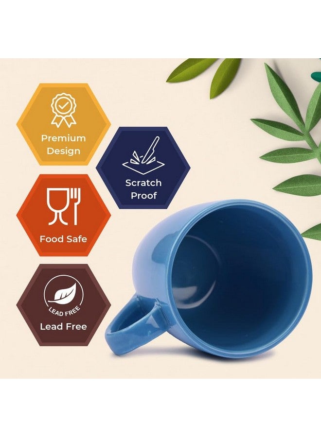 Anwaliya Ceramic Coffee Mug Set of 6 (280ml) Handcrafted Design Tea Cups Stackable, Chip Resistant, Large Serving Green Tea Cups, Edesia (Color May Vary) - Image 3