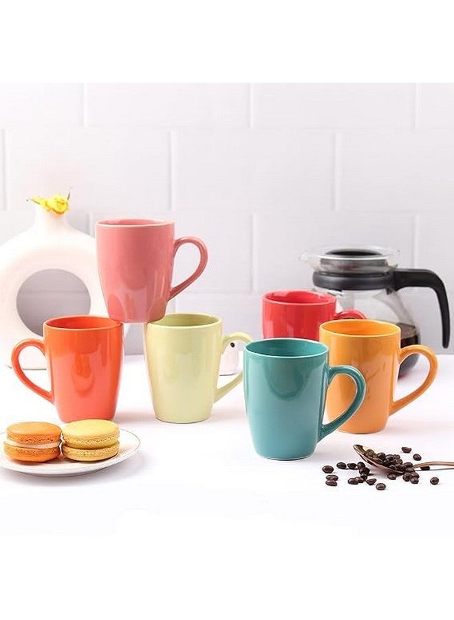 Anwaliya Ceramic Coffee Mug Set of 6 (280ml) Handcrafted Design Tea Cups Stackable, Chip Resistant, Large Serving Green Tea Cups, Edesia (Color May Vary) - Image 1