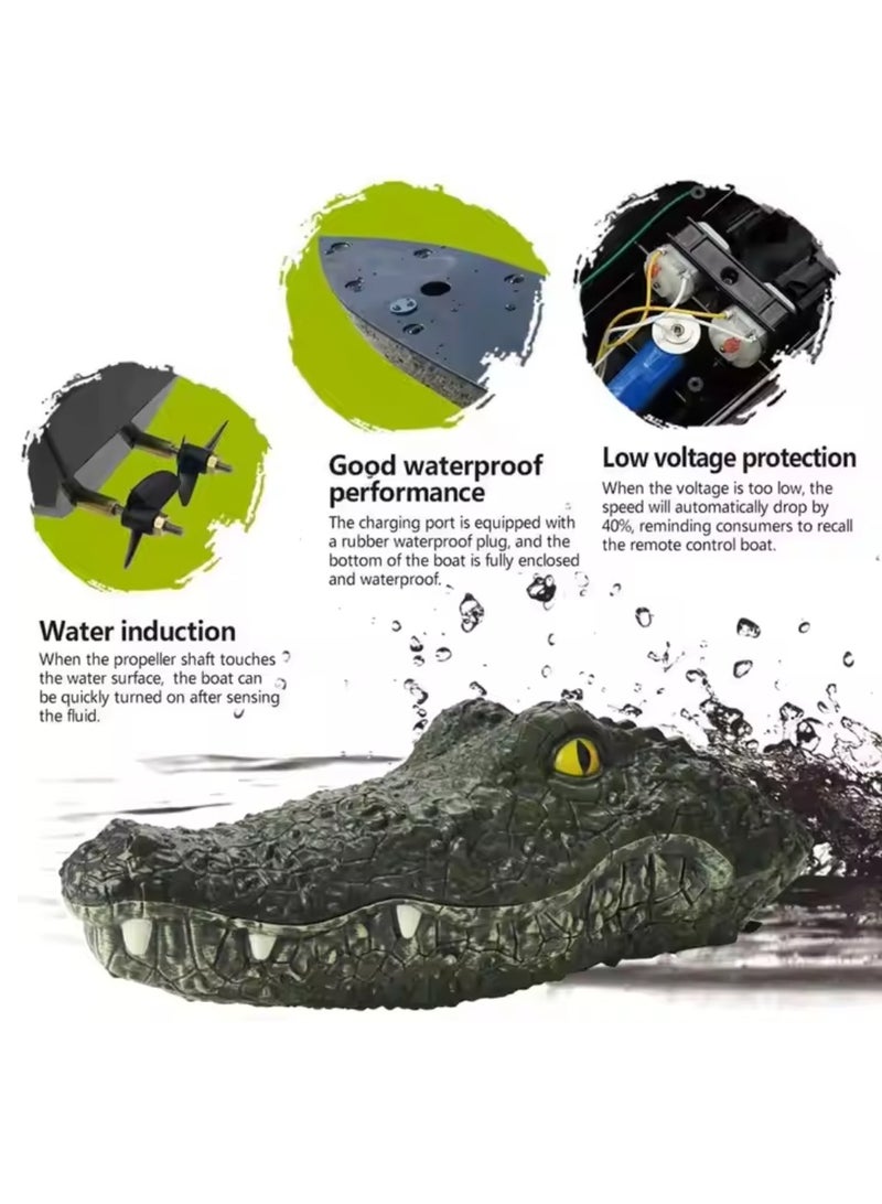 DIGI CORE RC Boat Electric Racing Boat, 2.4G High-Speed Simulation Remote Control Alligator Head, Waterproof Prank Toys For Pools And Lakes, Floating Crocodile Head Simulation Crocodile Head - Image 4