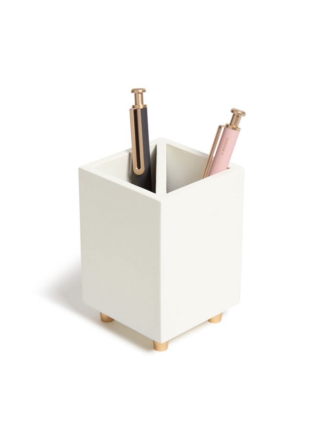 U Brands Juliet Pencil Cup Office Organization Supplies White And Gold 1 Count  - Image 3