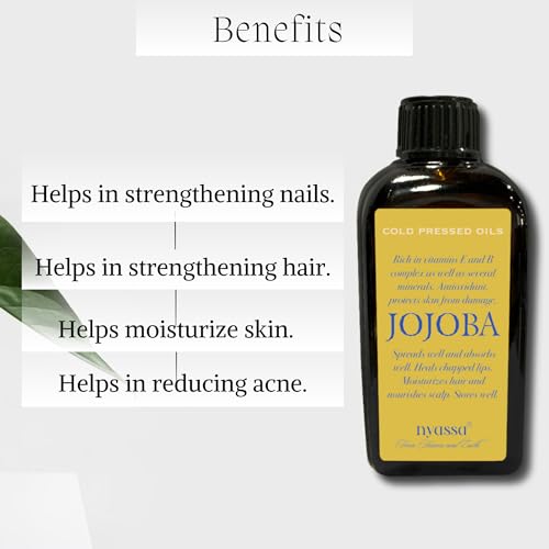 NYASSA 100% Pure Cold Pressed Jojoba Oil for Hair Growth, Skin, Face & Body Massage with Vitamin E & B Complex | Jojoba Hair Oil For Men & Women | Virgin & Unrefined - Image 3