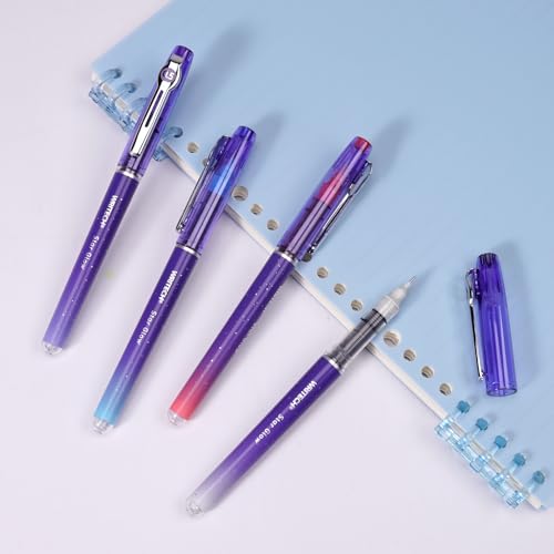 WRITECH Liquid Ink Rollerball Pens: 0.5mm Assorted Color Ink Fine Point Tip Rolling Roller Ball Pen Multicolor No Bleed & Smudge for Journaling Smooth Writing Drawing 4ct - Image 5