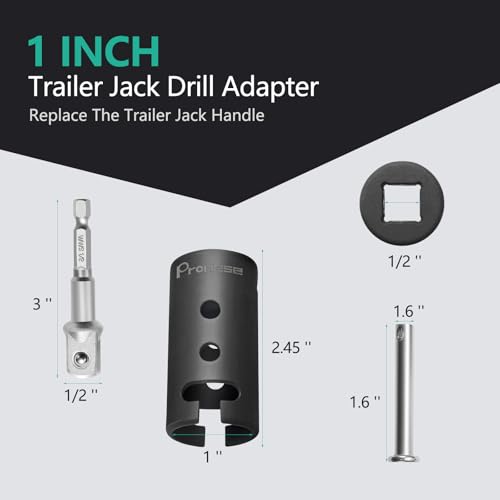 Pronese 1 Inch Trailer Jack Drill Adapter with Two 1/2 Inch Socket Adapter Bit，Heavy Duty Cr-Mo Steel, Replace The Trailer Jack Handle - Image 3